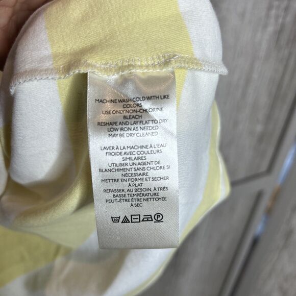 Maeve Tank Top Wide Stripes White Yellow Racer Back Size L NEW - Picture 4 of 6